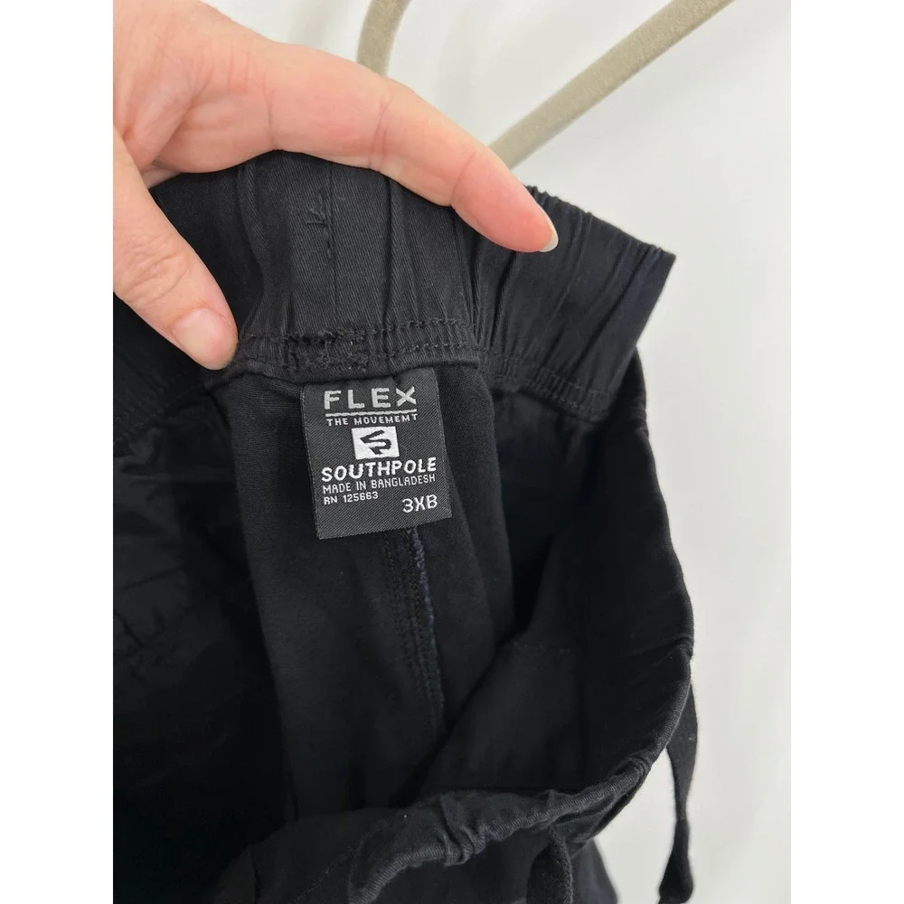 Southpole Flex Black Jogger Pants Mens 3XB NWT Elastic Waist Drawstring